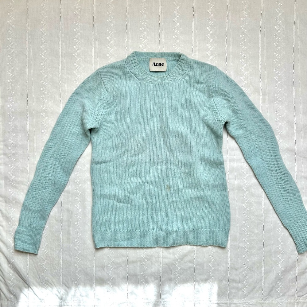 Acne Soft Blue Knit Crewneck Sweater